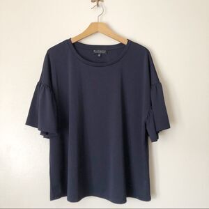 Eloquii Navy Blue Ruffle sleeve pullover top